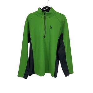 Spyder Outbound Half-Zip Sweater Mens XL Green Textured Contrast Panels Raglan
